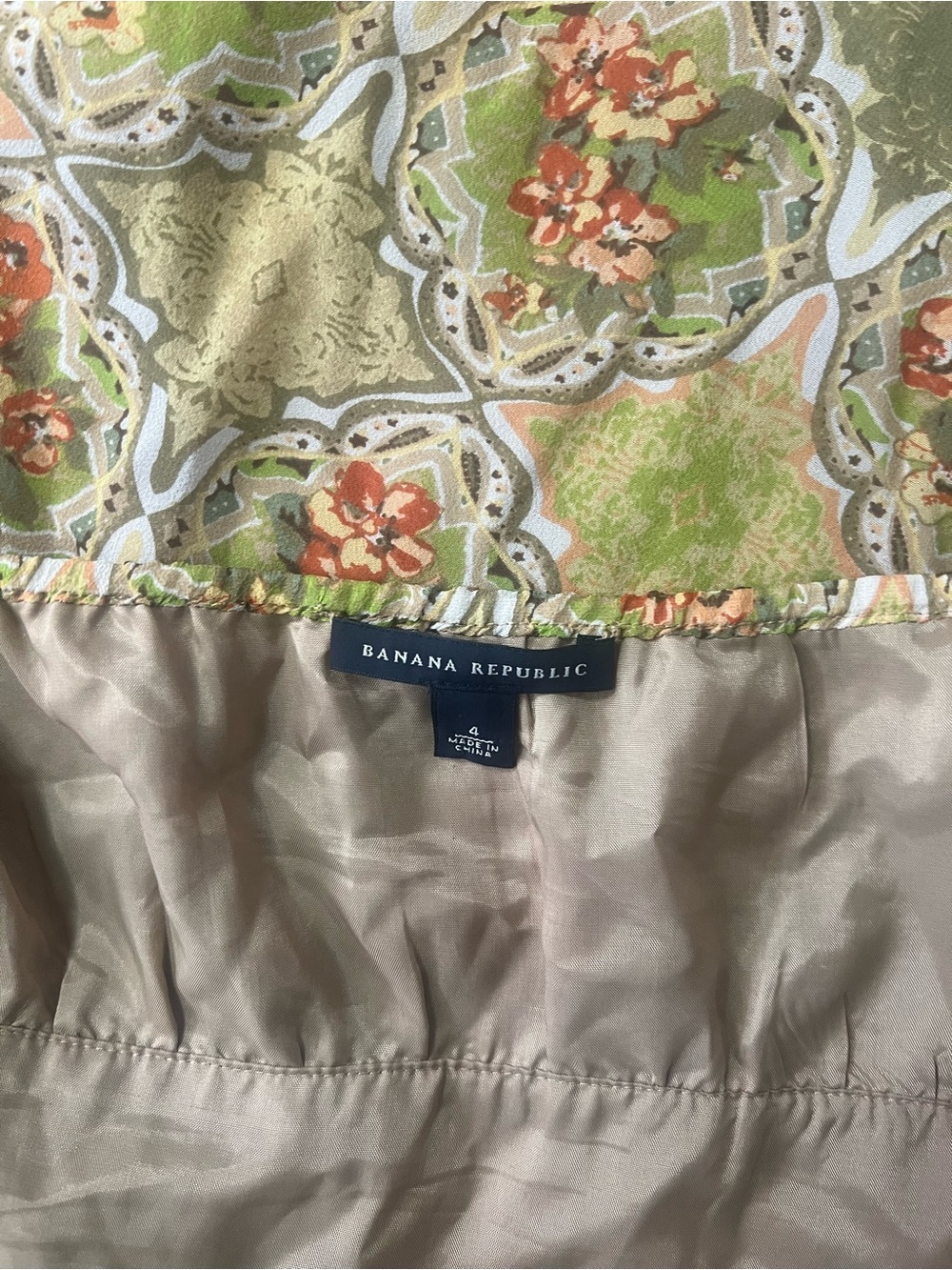 Banana Republic Strapless Midi Dress in Olive & Coral Print - Picture 5 of 6
